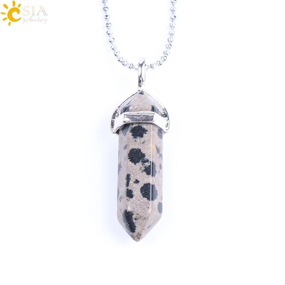 Real Raw Pink Purple Gem Crystal Necklace Hexagonal Bullet Natural Stone Necklace Pendant Women Jewelry