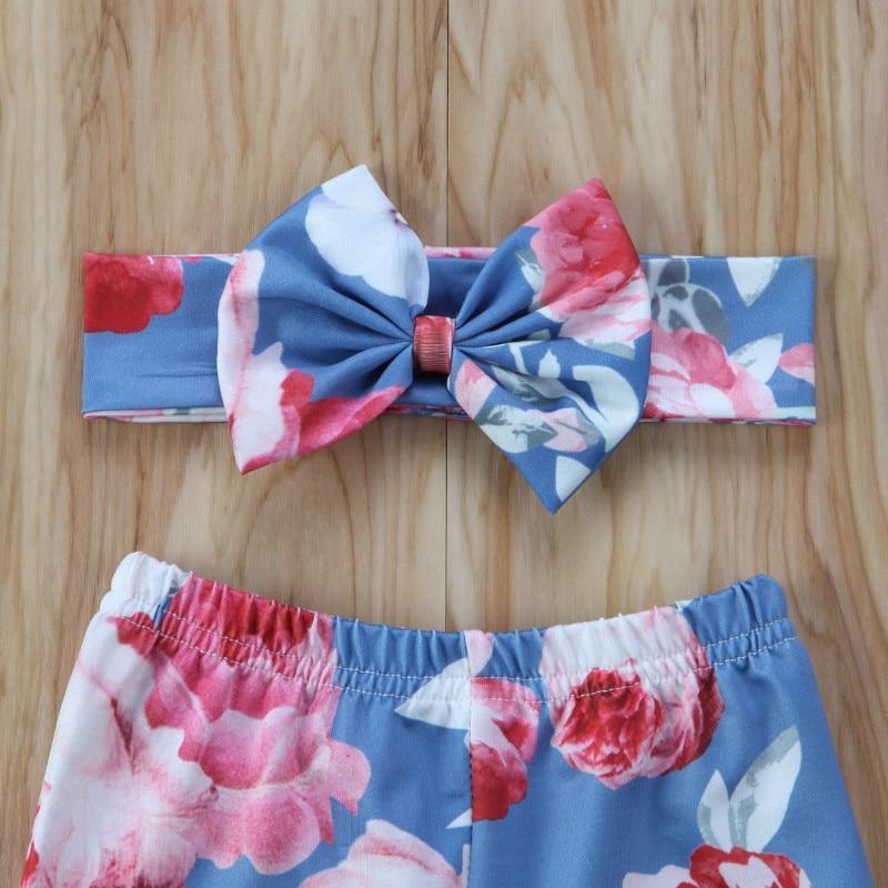 Luxury Modern Girls Summer Floral Baby Girls Pant with Headband Newborn Kid Girls Floral Bottoms Long Pants Trousers  In Flower Design  For Girls With Bow