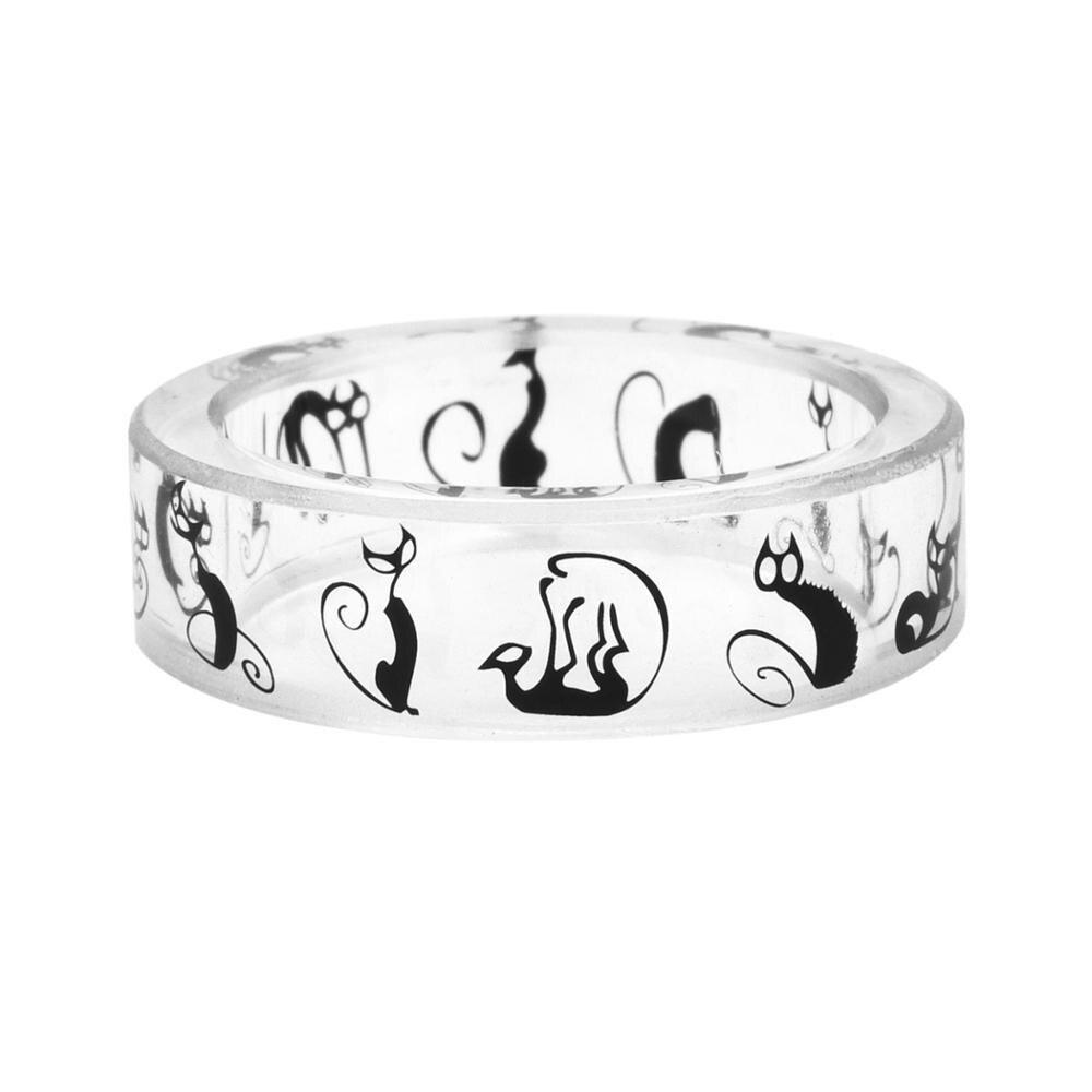 Transparent Resin Ring Rabbit Dog Bat Cat Castle Music Note Pattern Inside For Women and Men.