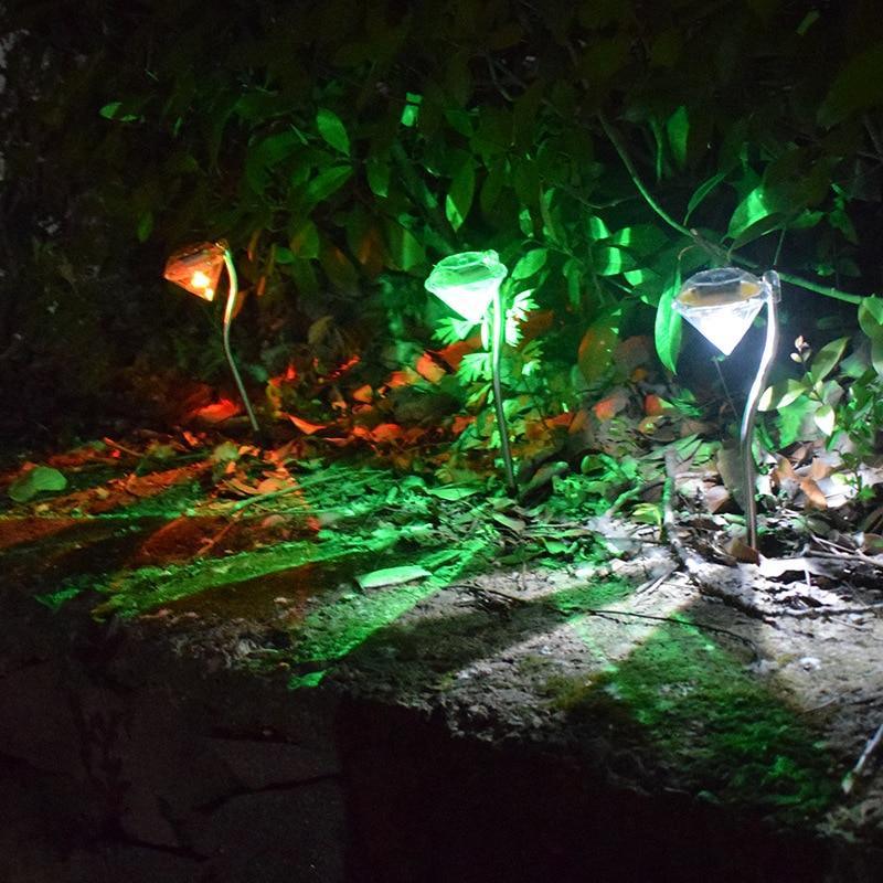 4 Solar Garden Diamond LED Lamps In White Warm White And Multicolor Stainless Steel Lamps For Garden Pathway Yard