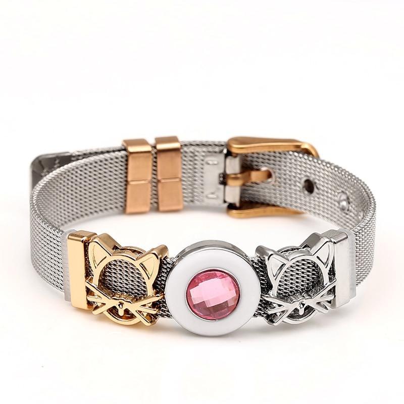 Two-tone Stainless Steel  Bracelets For Women Men Golden Love Heart Beaded  Ribbon  Bracelet & Bangle Gifts