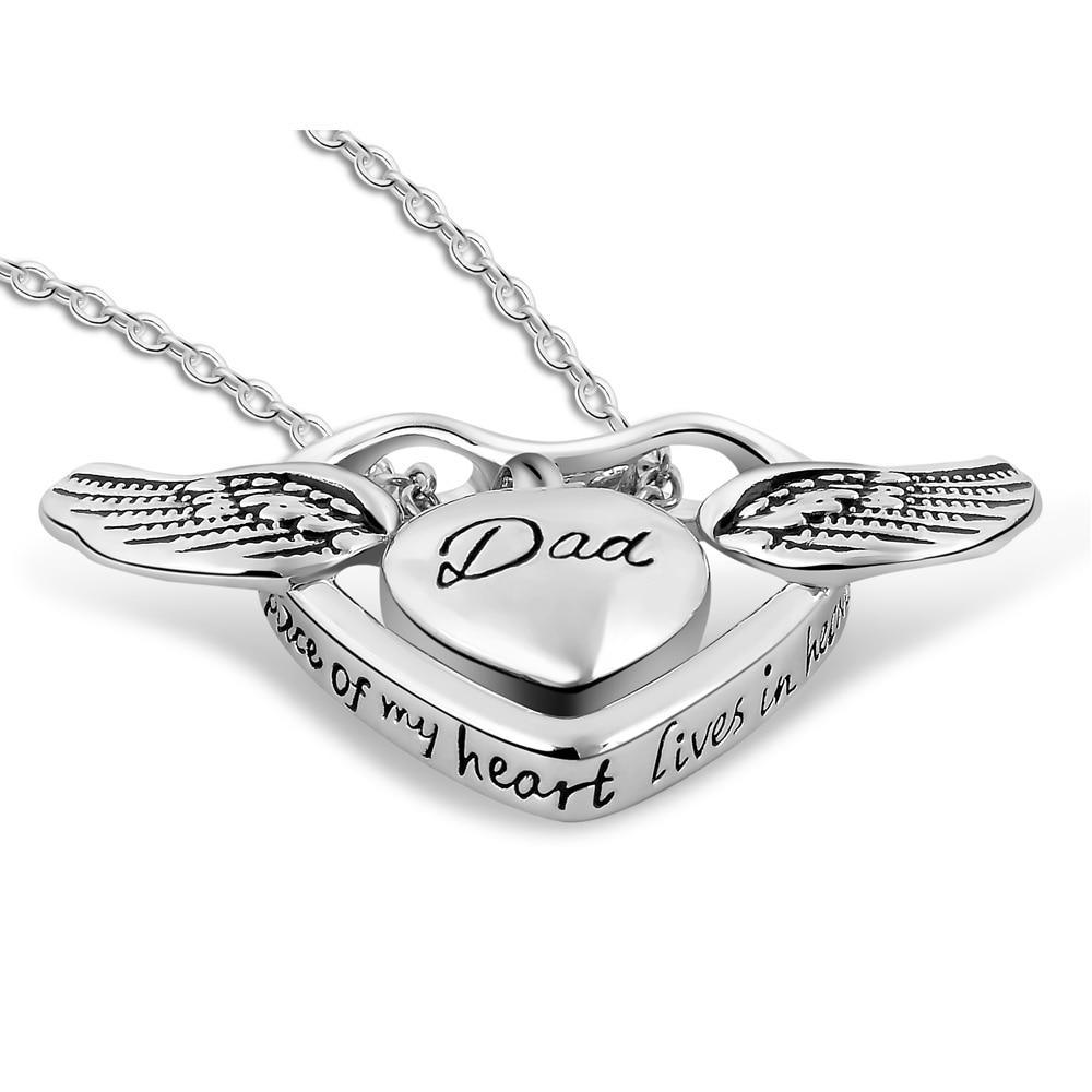 Personalized 925 Stainless Steel Heart Lives in Heaven Locket Heart Cremation Memorial ashes Urn Fashion Necklace Jewelry