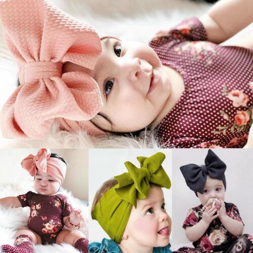 Bog Bow Infant Headband Newborn Toddler Baby Girl Boy Headwear Solid Bowknot Soft Turban Knot Hairband For Girls