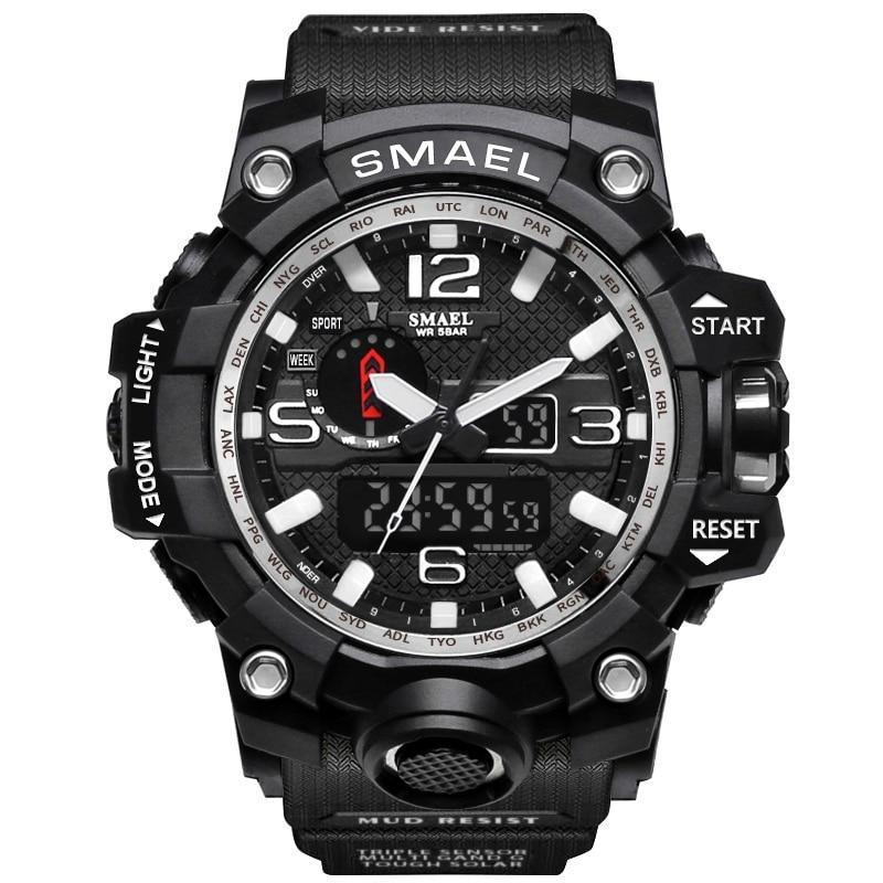 Brand Luxury Military Sports Men Quartz Analog LED Digital Watches For Man Waterproof 50M Dual Display Wristwatches