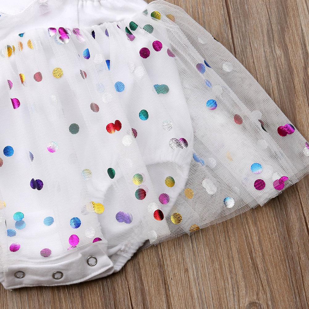 Newborn Infant Baby Girl Romper with Sequin Dot Tulle Dress Outfits for Toddler Girls Dress For Birthday And Party