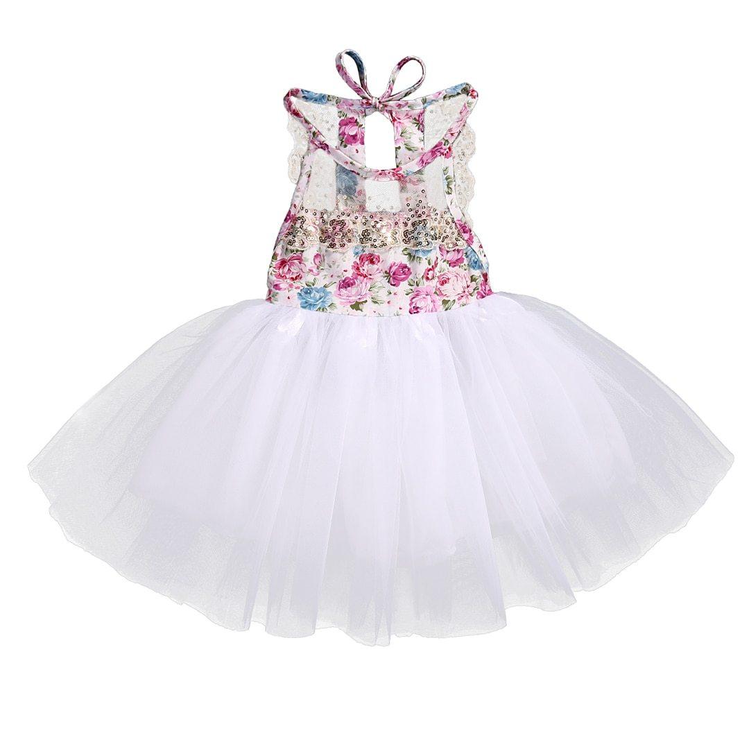 Handmade Girl Dress With Sequins Baby Girls Dress Tulle Tutu Floral Dress Baby Dresses Sundress Baby Clothing For Wedding and Celebrations