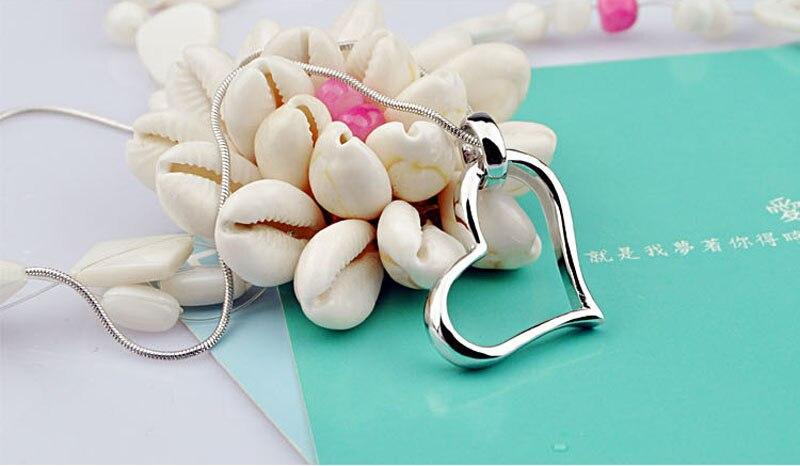 Modern 925 Sterling Silver Luxury Heart Pendant Fashion Women Snake Chain Charming Lady Necklace