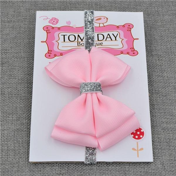 Luxury New Baby Hair Bow Flower Headband Silver Ribbon Hair Band Handmade Hair Accessories Bow for Children