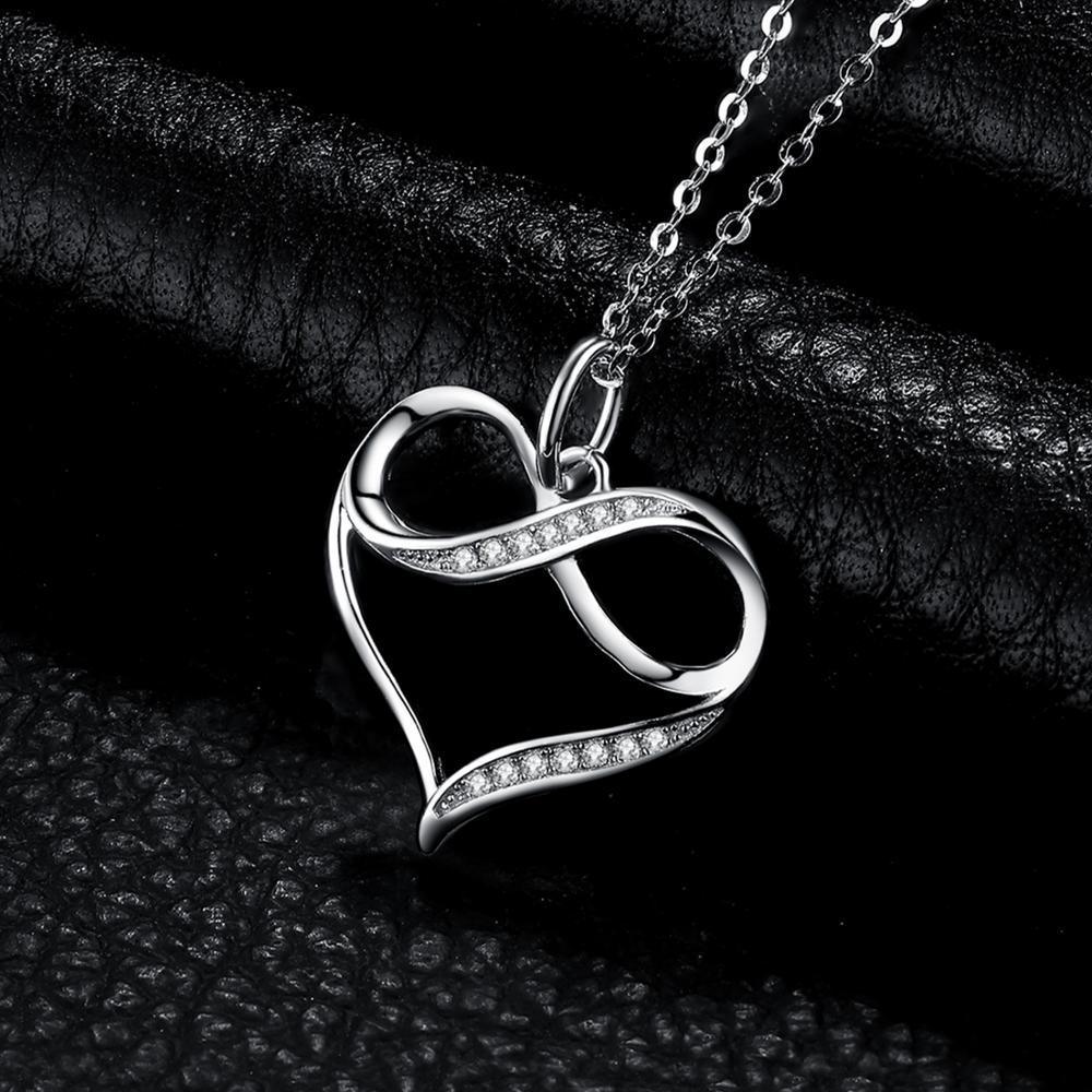 Infinity Love Heart Silver Pendant Necklace 925 Sterling Silver Choker Statement Necklace Women Silver 925 Jewelry