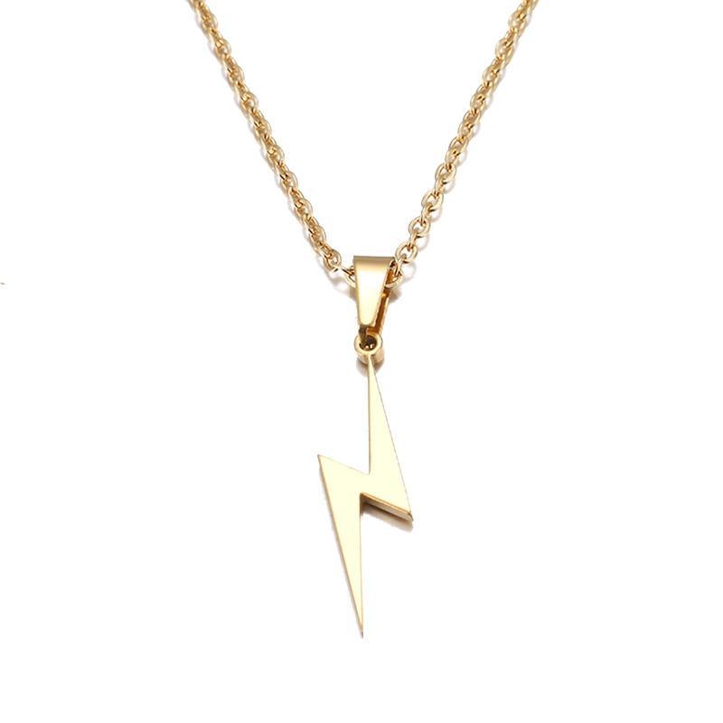 New Elegant Stainless Steel Necklace Luxury Hot Lightning Necklaces Amazing For Women Protection Pendants Cool For Girlfriend Gifts Rose Gold Jewelry