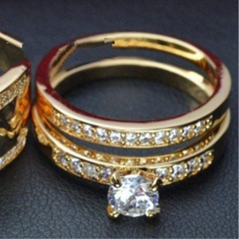 Luxury Rings For Women Modern Rich Fashion Set Ring Elegant Cubic Zirconia Yellow Gold Color Great Wedding Engagement Accessories