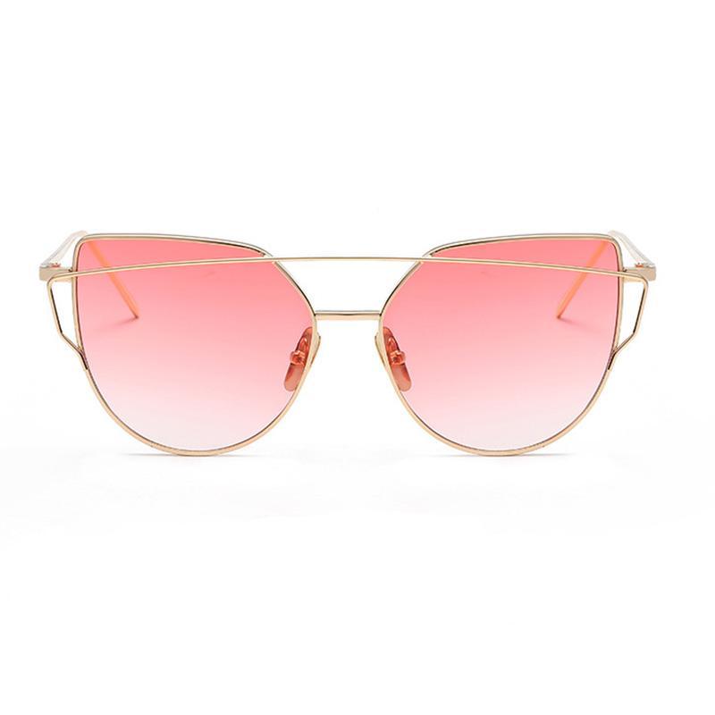 Luxury Vintage Modern Cat Eye Metal High Quality Frame  With Miror Sunglasses For  Women and Lady sunglasses With UV400 Protection