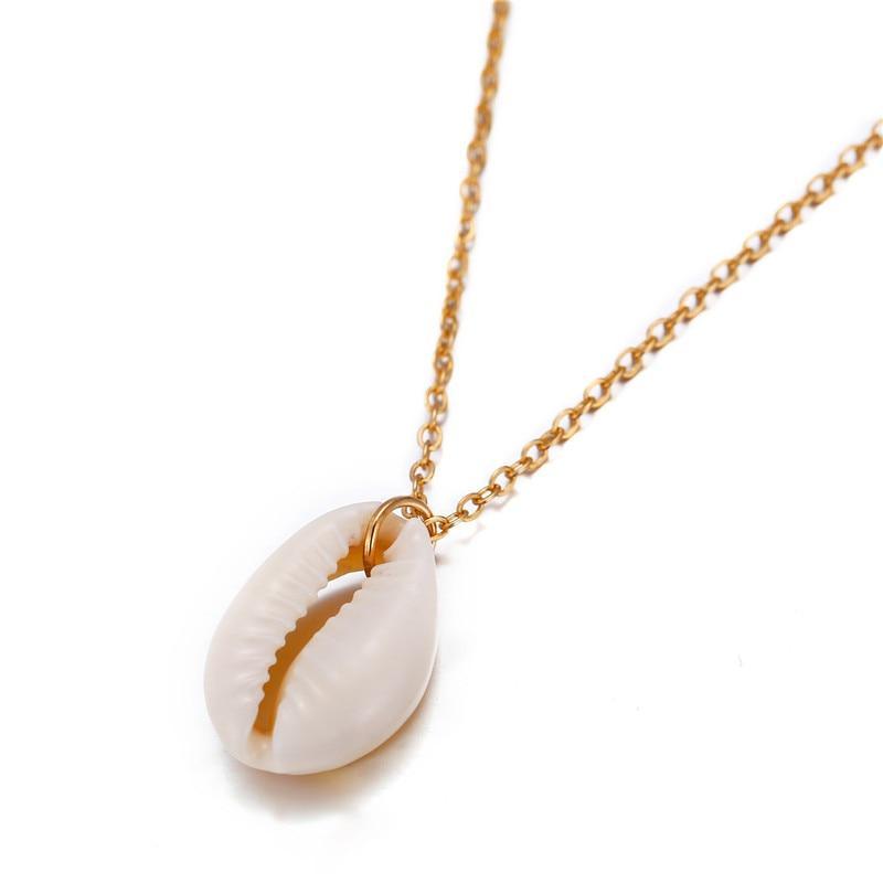 Handmade Luxury Modern Summer Beach Trend Style Bohemian Cowrie Conch Shell Pendant Necklace for Women