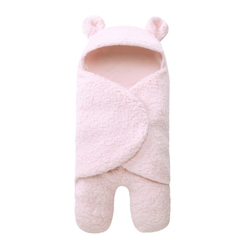 Winter Baby Blanket Cute Cartoon Bear Ears Newborn Swaddle Wrap Warm Unisex Infant Sleeping Bag Soft Envelope Kids Bedding Blanet for Baby