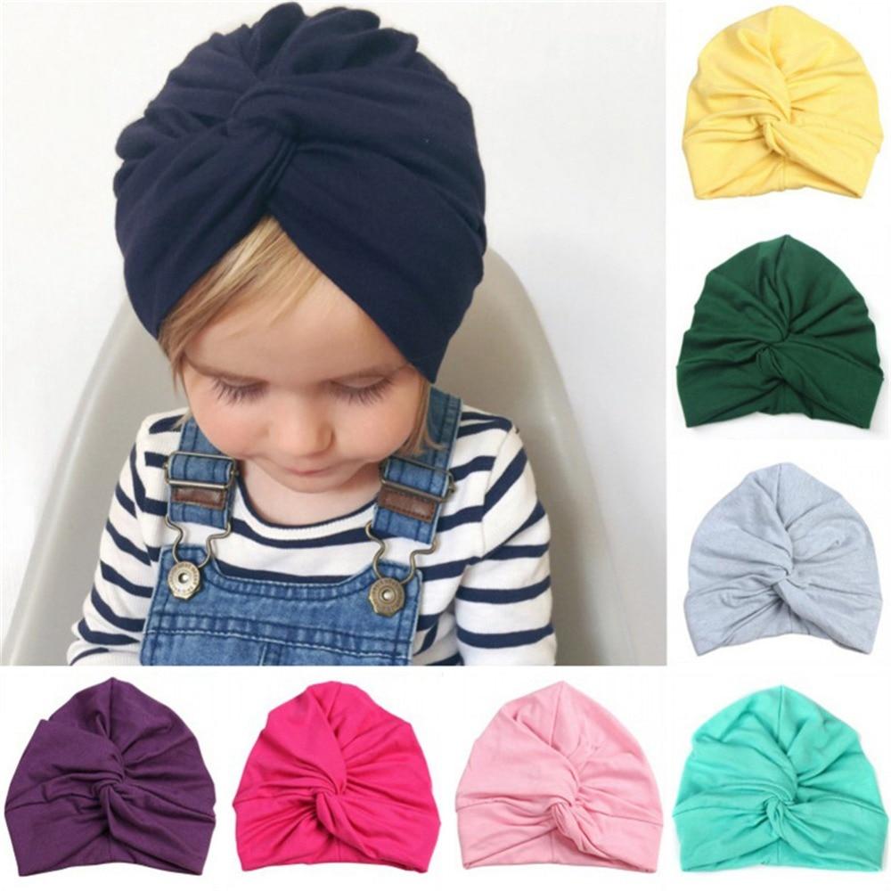 Baby Hat Cotton Soft Turban Knot Girl Summer Hat Bohemian style Kids Newborn Cap for Baby Girls