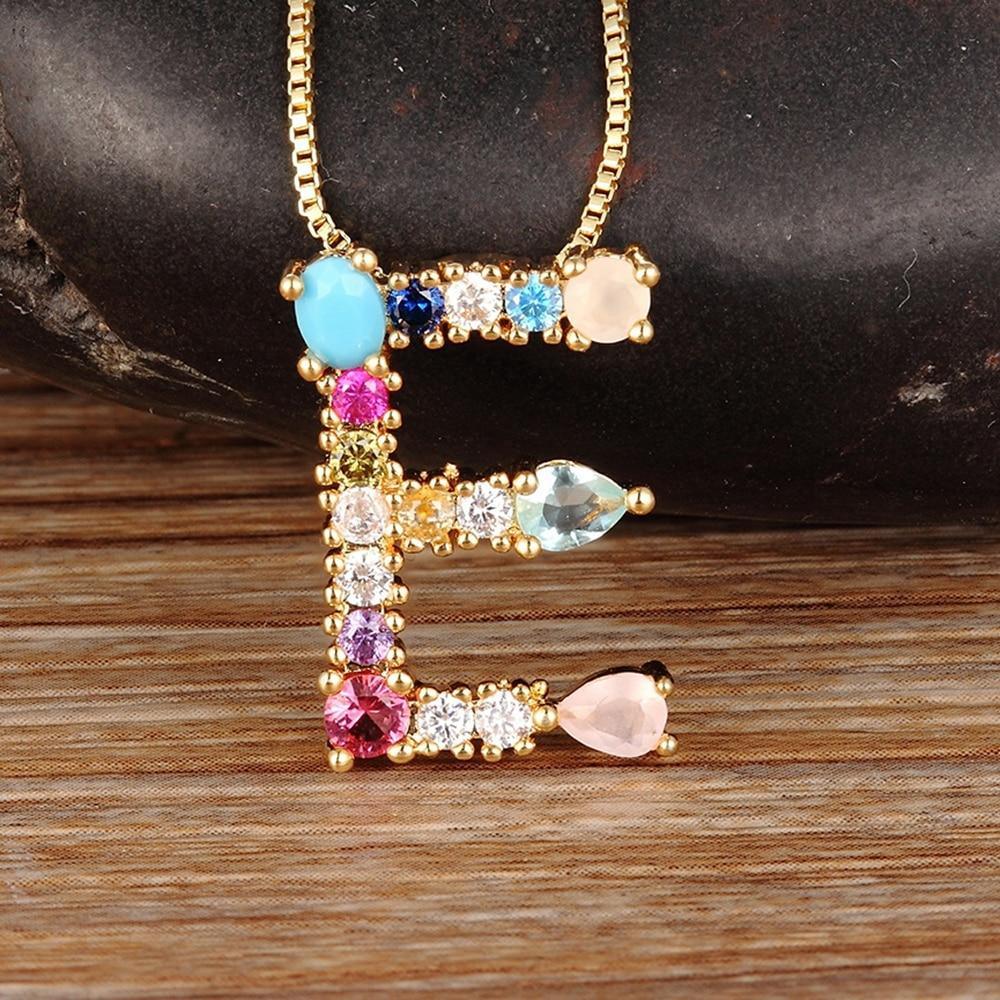 Luxury Gold Color Initial CZ Necklace Charm Letter Amazing Necklace Name Jewelry Elegant For Women Accessories Girlfriend Best Gift