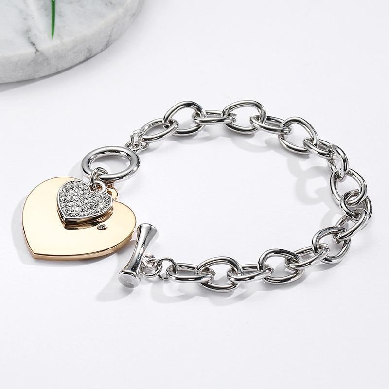 Gold Love Heart Charm Bracelets For Women Accessories Silver Color Link Chain Bracelets & Bangles Trendy Jewelry Design