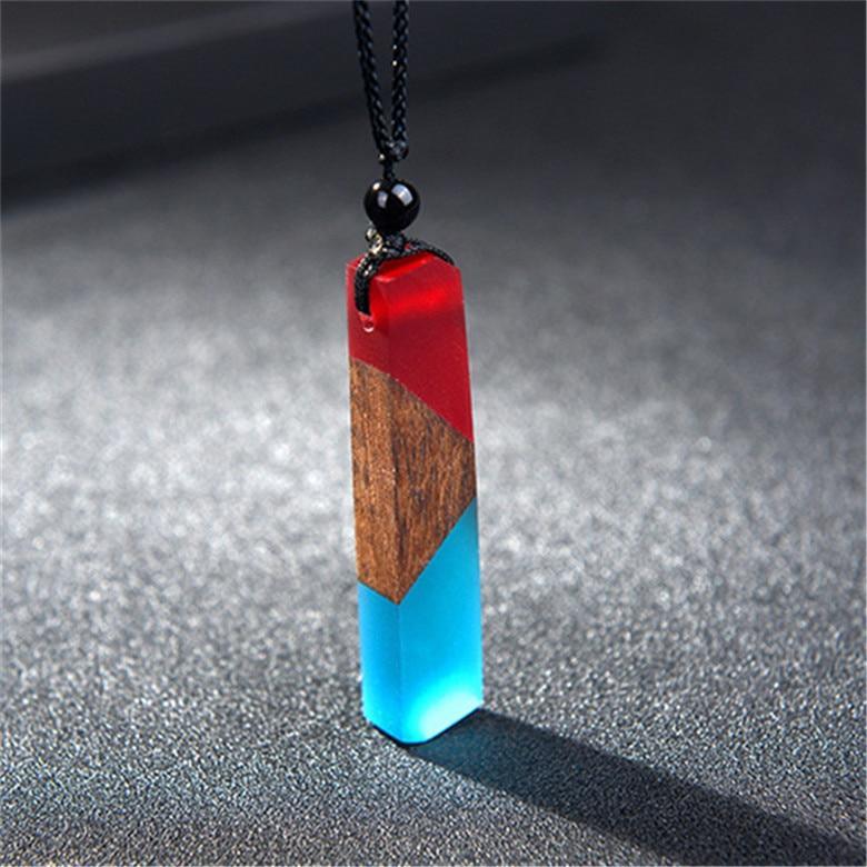 Fashion Natural Wooden Men Necklace Handmade Wood Resin Necklace Vintage Statement Necklaces & Pendants Long Rope Jewelry Gifts For Men and Women