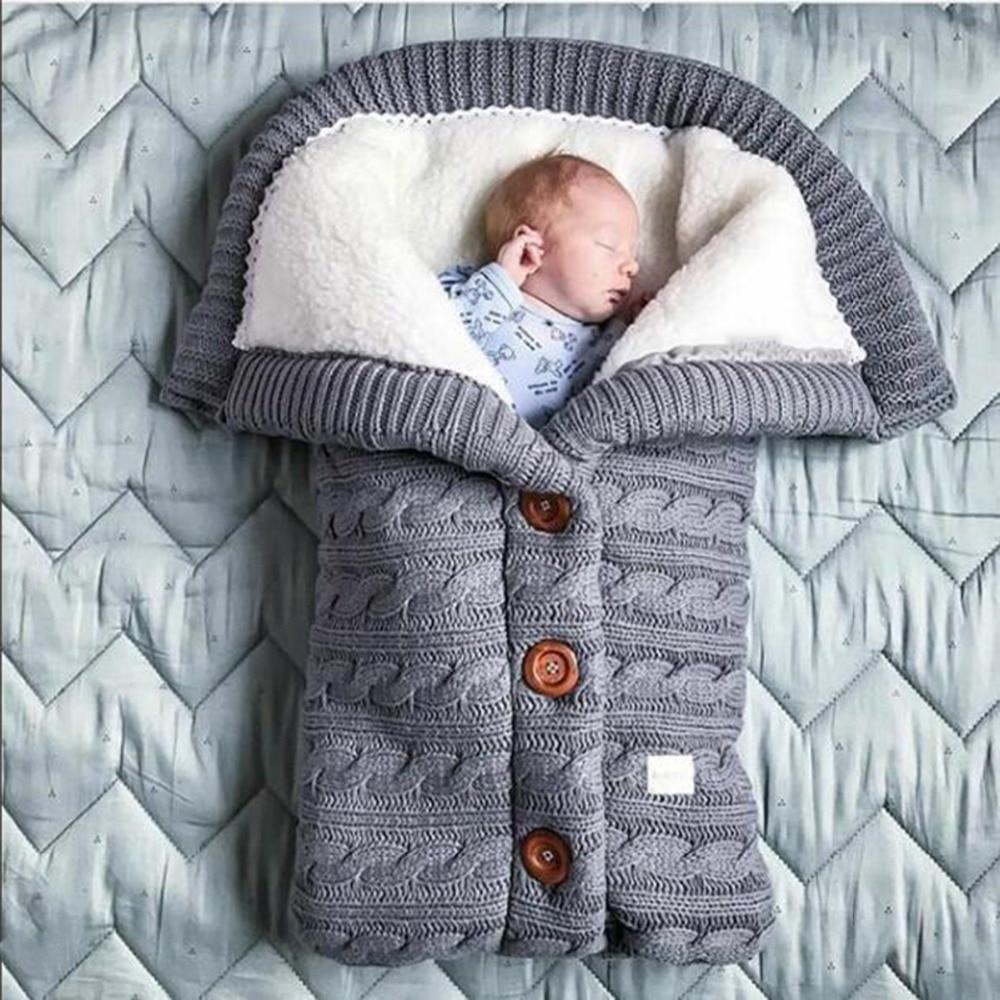 Handmade Wool Warm Baby Blanket Soft Baby Sleeping Bag Cotton Knitting Envelope Newborn Swadding Wrap Stroller blankets Gift for Shower