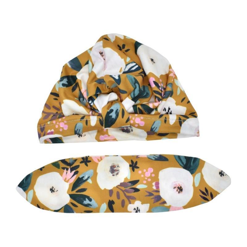 Cute Print baby Turban Caps For Infant Newborn Kids Stylish Cotton Flower Printed Cap for Toddlers In Elegant Modern Design