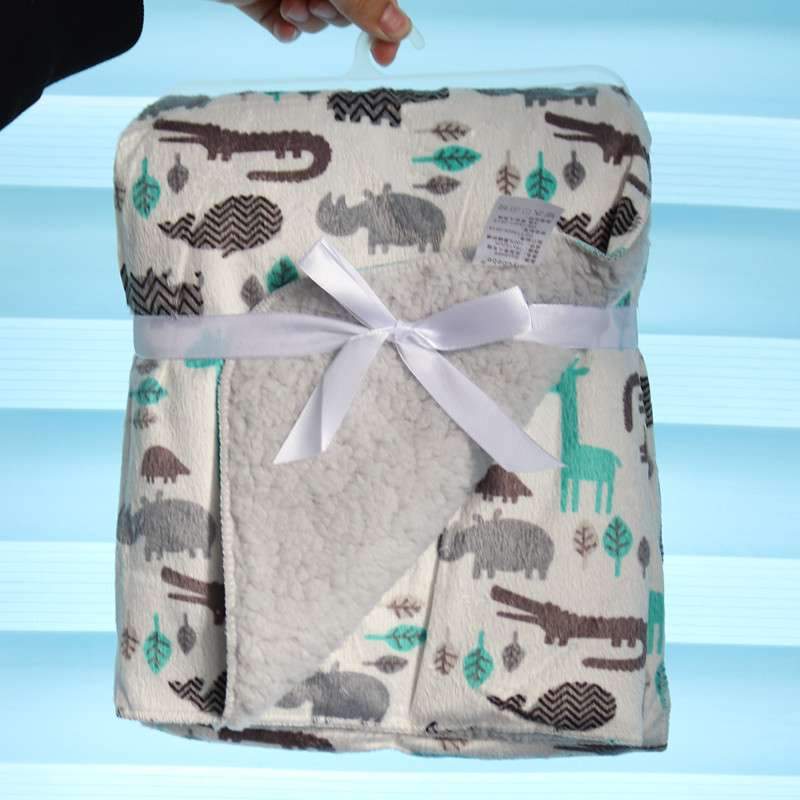 Baby Blankets New Layer Coral Fleece Infant Swaddle  Wrap Owl Printed Newborn Baby Bedding Blanket