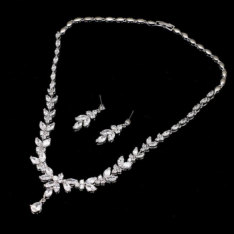 Exquisite Jewelry Sets For Women Wedding Party Jewelry Accessories Cubic Zircon Stud Earrings & Necklace Gift