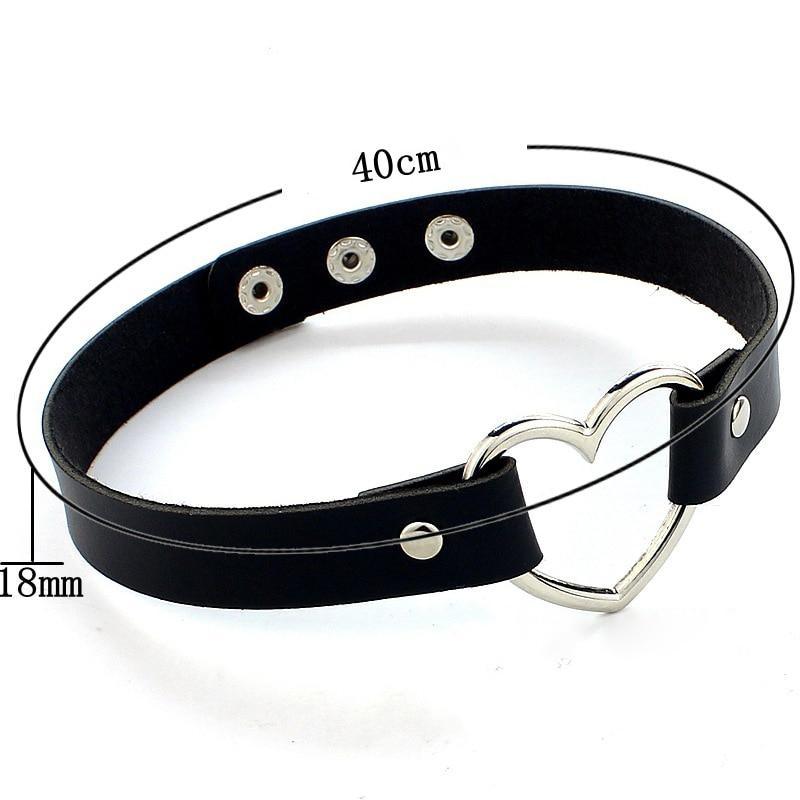 New Fashion Women Men Cool Punk Goth  Heart-Shape Leather Collar Choker Necklace Jewelry Accessories