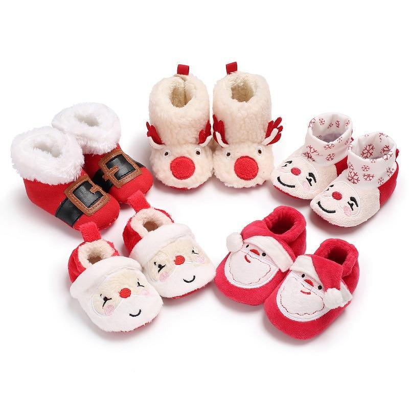 Unisex Baby Shoes Baby Boys Girls Winter Warm Santa Claus First Walkers Cute Christmas Baby Boots