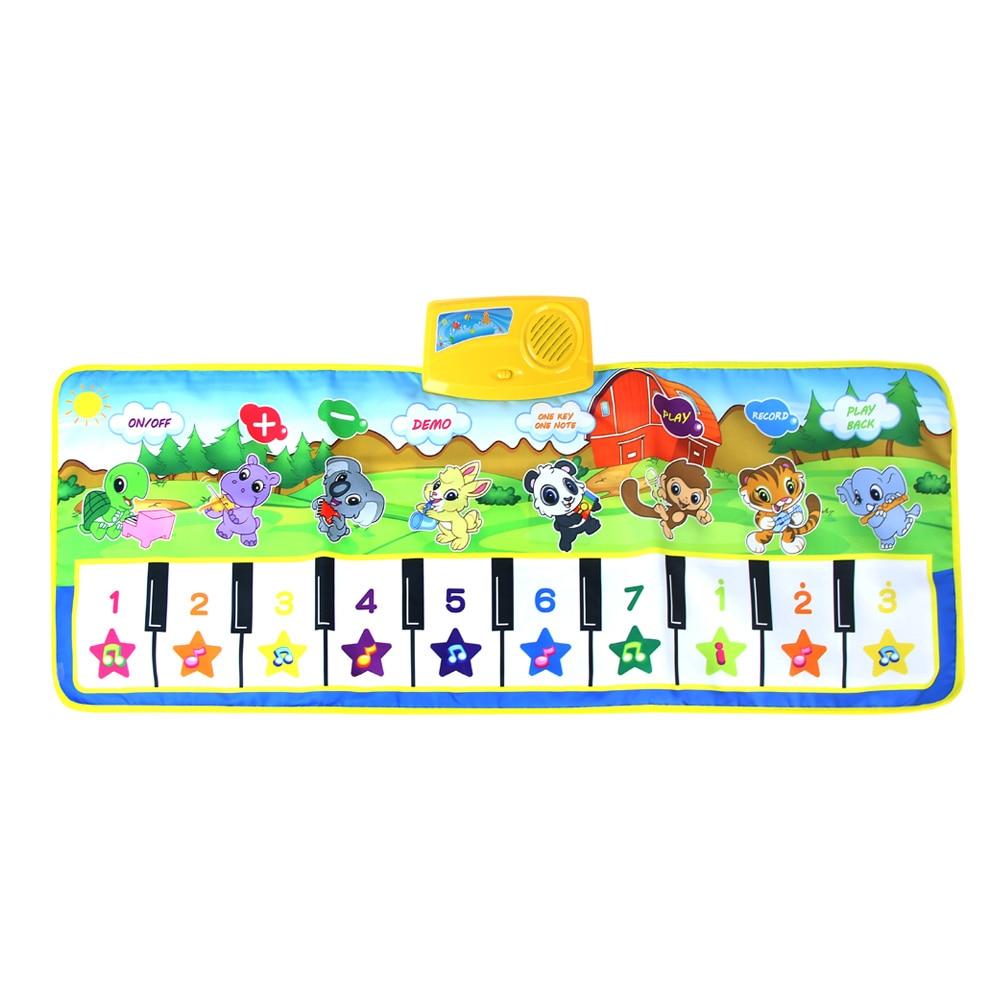 Animals Musical Mat Carpet with 10 Keys Record Function Animal Sounds Play Touch Piano Educational Toys For Kids