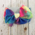 Modern Luxury Newborn Large Bow Cotton Rainbow Print Headwrap Baby Girl Fabric Messy Bow Turban Headband