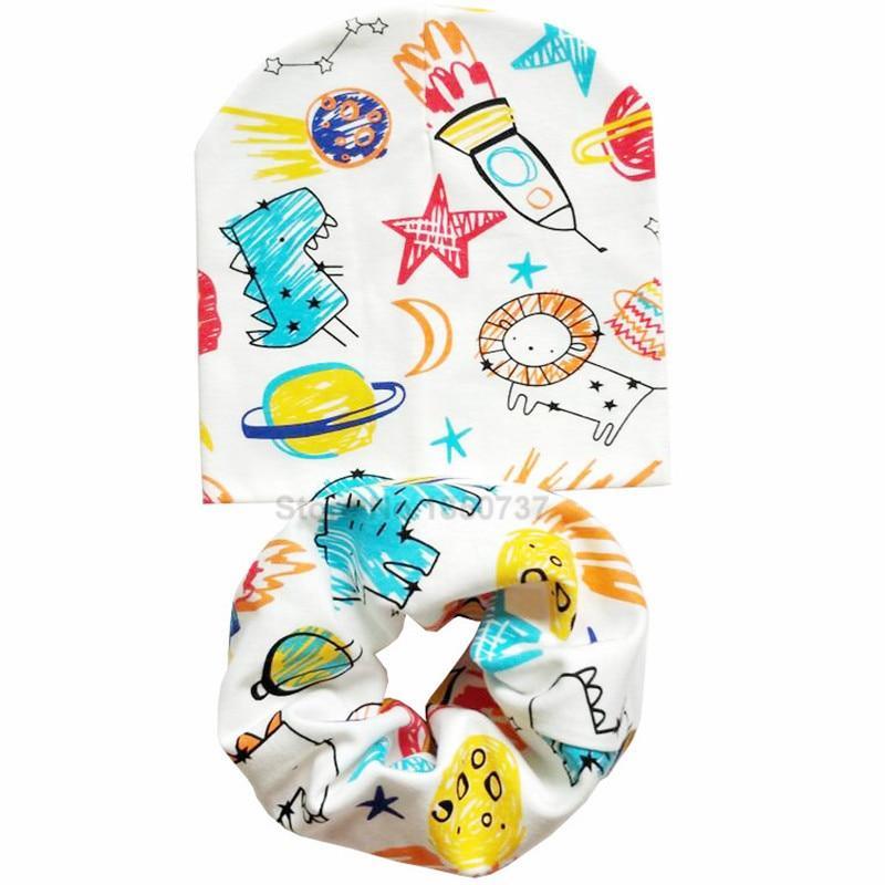 Modern Cartoon Cotton Baby Hat Winter Baby Girls Hat Newborn Boys Hats Kids Cap Scarf Set Children Beanies For Kids With Scarf