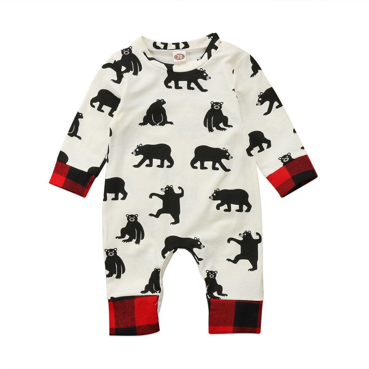 Newborn Baby Boy Girl Clothes Bear Long Sleeve letter print Jumpsuit Romper Playsuit Outfits For Boys