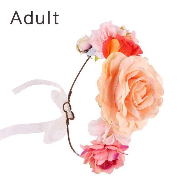 Luxury Handamde Mommy and Baby  Flower Headband Large Flower Crown Mother Kids Flowers  Headwear For Celebration