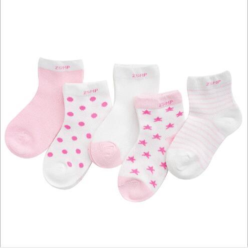 5 Pairs Pack  Children's Summer Mesh Socks Ultra-thin Breathable With Stars Moon Print For Boys And Girls