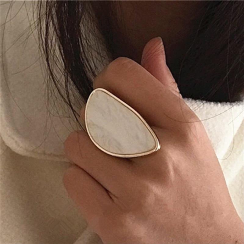 Fashion Woman Acetate Oval Plate  Ring Adjustable Ring Oval Acrylic Resin Geometry Rings In Trendy Geometric Wedding Jewelry Style