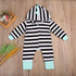 Baby Clothing Newborn Baby Girl and Boy Striped Hooded Romper Zipper Jumpsuit Outfit For Kids