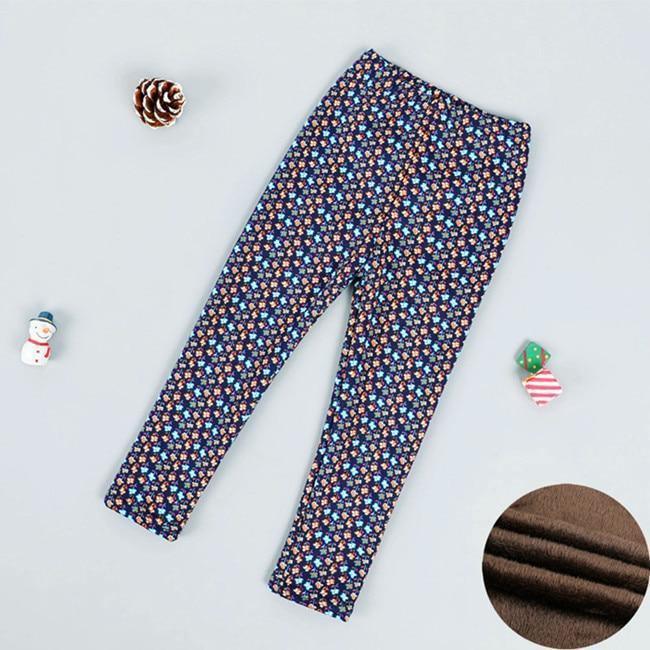 Baby Girls Leggings Thick Warm Dot Pants Kid Girl Leopard Plus Pants Children Vintage Flowers Trousers For Girls Kids