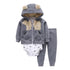 Modern Popular New Set Baby Cotton Long Sleeve Hooded Jacket Pant And Rompers For Newborn Outfits Unisex Clothing