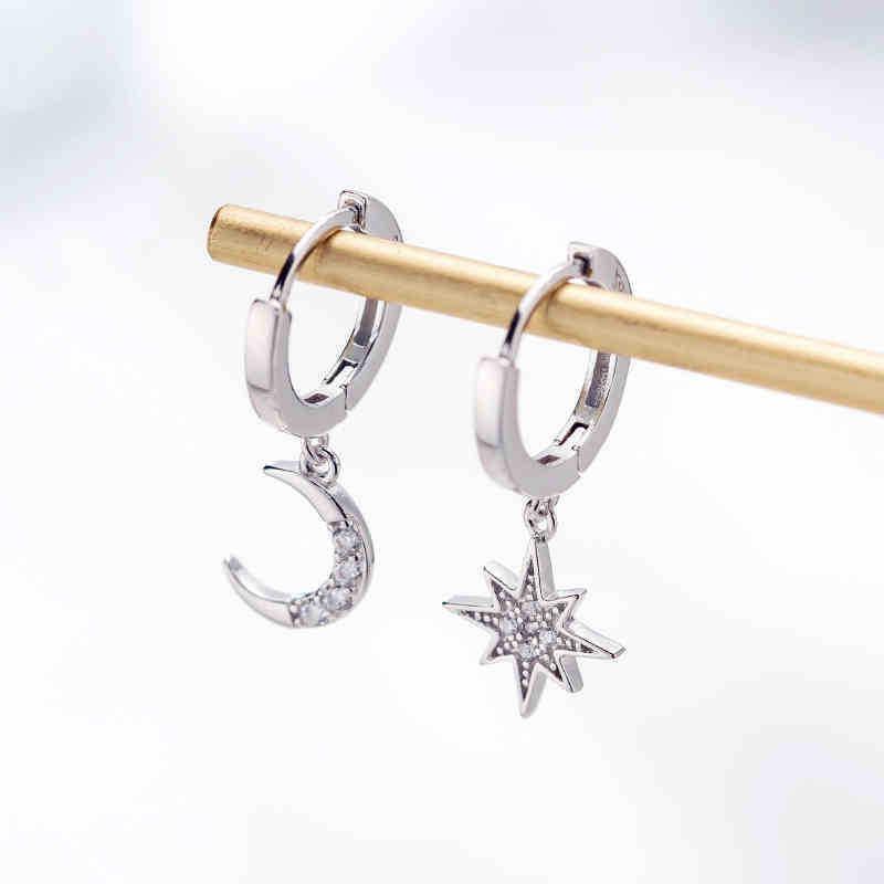 Modern Moon and Star Shiny Diamonds 2020 New Arrival Fashion Classic Geometric Women Dangle Earrings