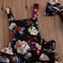 2PCS Newborn Toddler Baby Girls Clothes Flower Romper Sleeveless Jumpsuit Outfits Headband Clothes IWth Bow In Elegant Floral Design