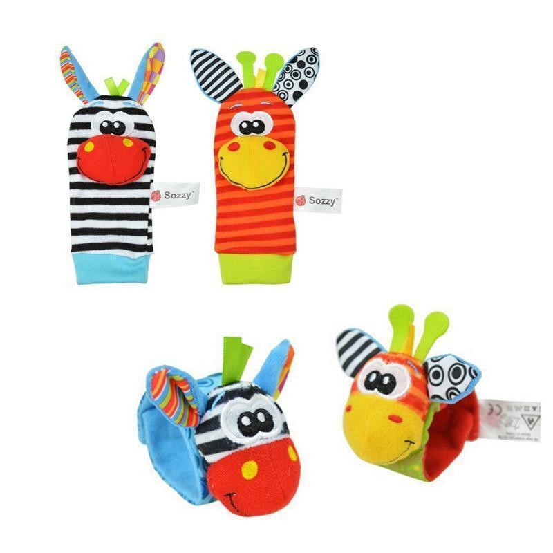 Modern Baby Toy Socks Plush Garden Bug Wrist Rattle Styles Educational Toys Cute Bright Color For Kids