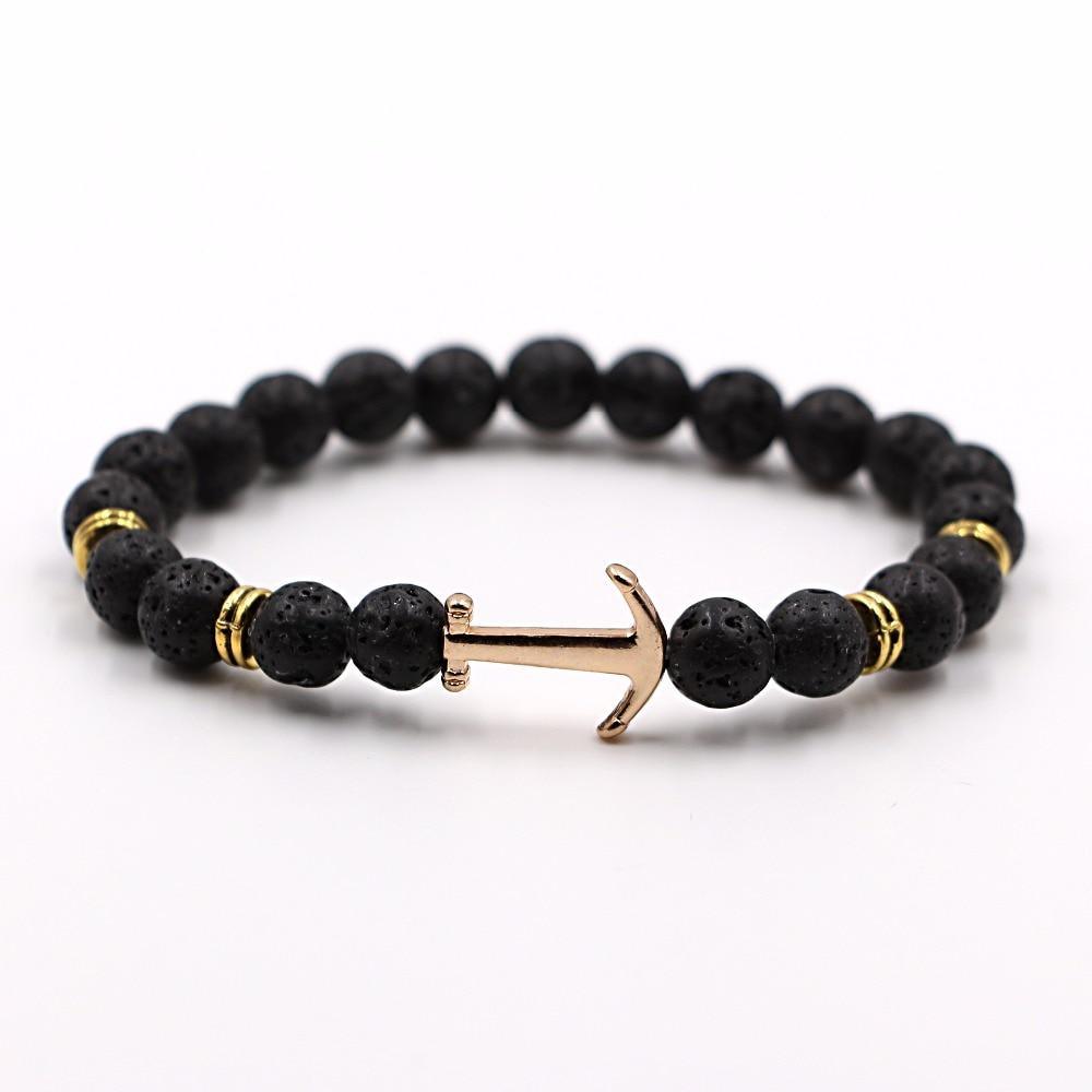 Modern Color Natural Stone Amazing Anchor Elegant Bracelet Nice Arrow White Black Onyx Lava Beads Luxury Bracelets For Women And Men Jewelry