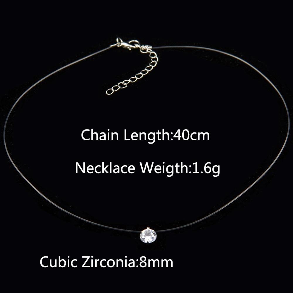 Popular Female Transparent Luxury Line Diamond Necklace In Silver Color Invisible Chain for Women In Modern New Style