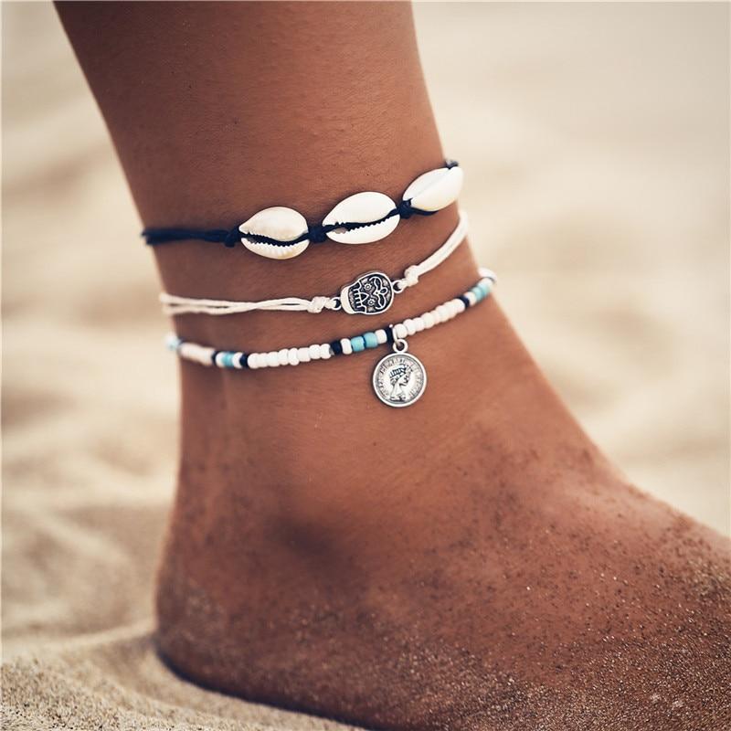 Starfish Pendant Anklets For Women Stone Beads Shell Anklet Bohemian Bracelets Jewelry