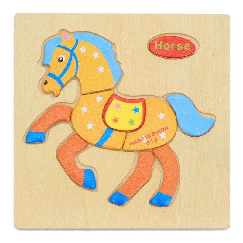 Wooden 3D Stevvex Modern Interesting Baby Learning Puzzles for Children Cartoon Animal Fruit Puzzles Intelligence Kids Children Educational Toy