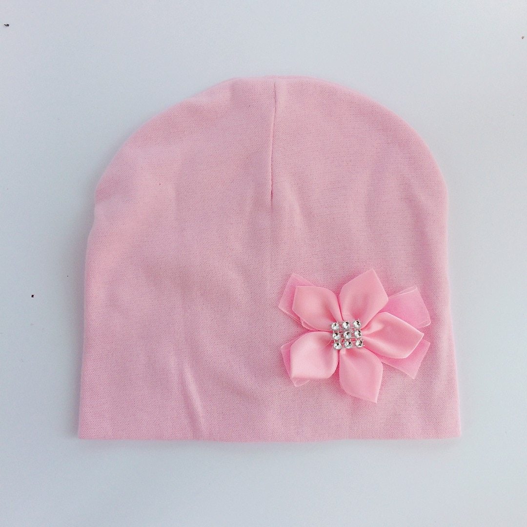 Modern Elegant Baby Girl Hat Cap With Bow and Dots Cotton Flower Beanie for Girls Butterfly Knot