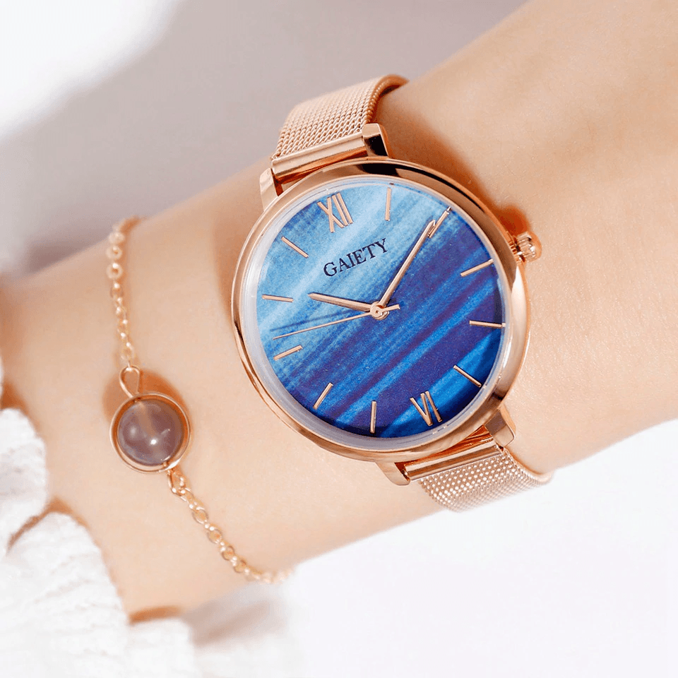 Luxury Set Watch Women Rose Gold Water Drill Bracelet Watch Jewelry Ladies Female Hour Casual Quartz Wristwatches For Women and Girls