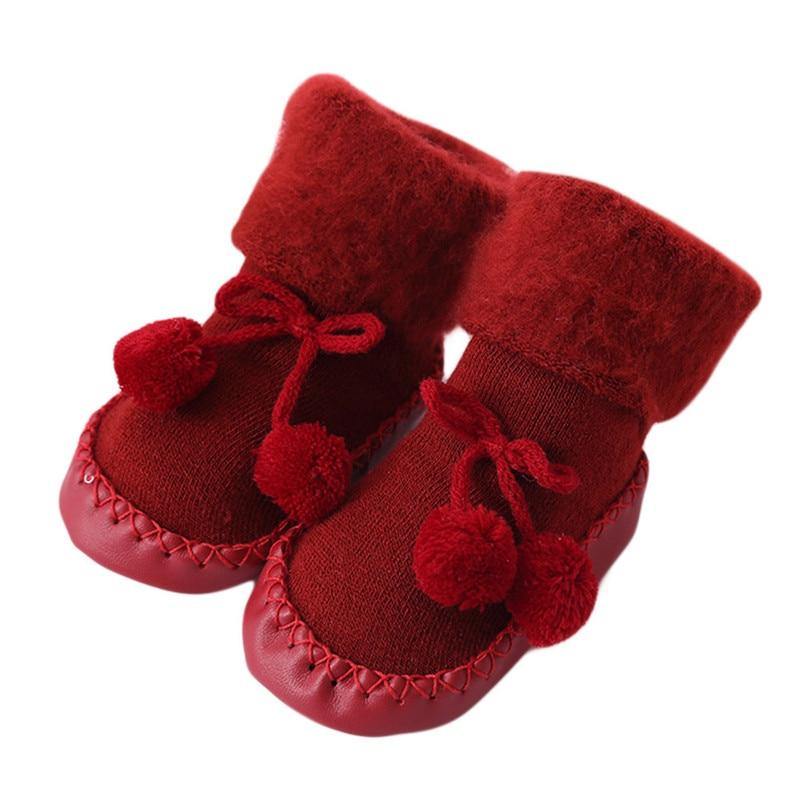 Luxury Modern Elegant Christmas Baby Socks Shoes For Girls and Boys Infant Cotton Baby Leg Warmers Children Floor Socks Anti-Slip Baby Step Socks For Kids