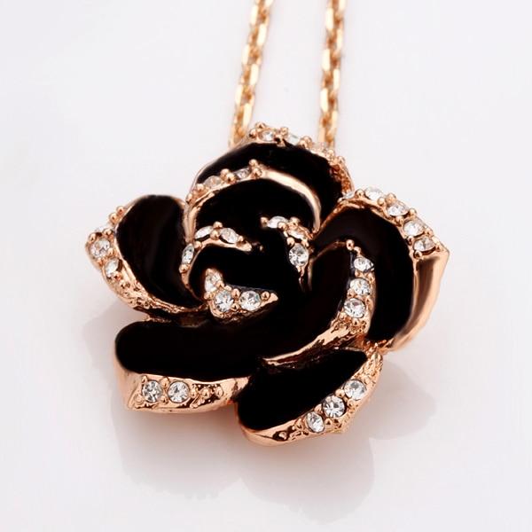 Modern Fashion Rose Flower Enamel Elegant Jewelry Set Luxury Rose Gold Color Black Painting New Bridal Jewelry Sets For Women Wedding