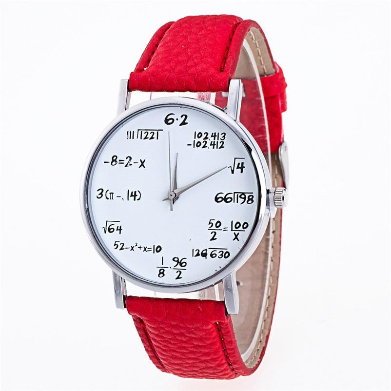 Ladies Watch Fashion Math Function Pattern Leather Band Alloy Analog Quartz Vogue Watches Wrist Watches For Women Ladies and Girls